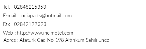 nci Apart Otel telefon numaralar, faks, e-mail, posta adresi ve iletiim bilgileri